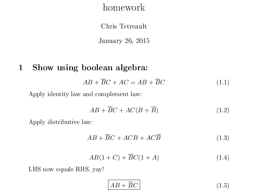 Latex templates for homework assignments